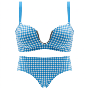 Sujetador bikini rojo transpirable de talle alto con copa 3/4, sin aros, push-up, tirantes ajustables, sin forro, sexy, con patrón liso y soporte para el pecho para mujer - Product Image 4