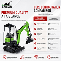 Mini-excavatrice compacte LAWNIO à commande pilote, chenilles en caoutchouc, pour travaux de terrassement en petites cours, vergers et fermes, mini-excavatrice professionnelle pour chantier