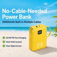 Batterie externe haute capacité 20000 mAh avec charge rapide PD 22,5 W, affichage numérique intelligent et câbles intégrés, logo personnalisé, usine source