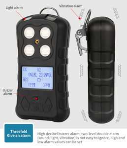 DUOTESI Détecteur de gaz multi-gaz portable 4 en 1 O2 / CO / H2S / Gaz combustible avec écran LCD - Product Image 1