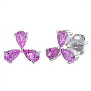 <b>Pink</b> <b>Sapphire</b> <b>Earring</b> in 925 Sterling Silver - Product Image 3