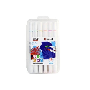 Marqueurs d'encre à <span class=keywords><strong>alcool</strong></span> double pointe HUILEXING 12 couleurs, best-seller, pointes fines et larges en fibre, fournitures scolaires et de bureau - Product Image 1