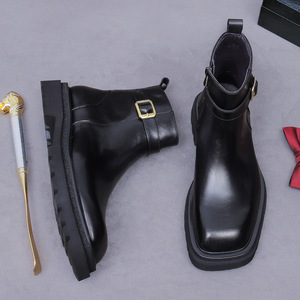 Nuevas botas clásicas de cuero con tacón alto y cierres metálicos, cuero genuino, botas Mardin para hombres de negocios, zapatos formales de cuero. - Product Image 1