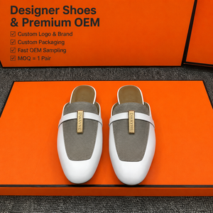 2026 Luxury Designer shoe for Men Women High Quality Leather Mules Sneakers <b>White</b> Grey Embossed Casual Slip-on Court Shoes New - Product Image 1