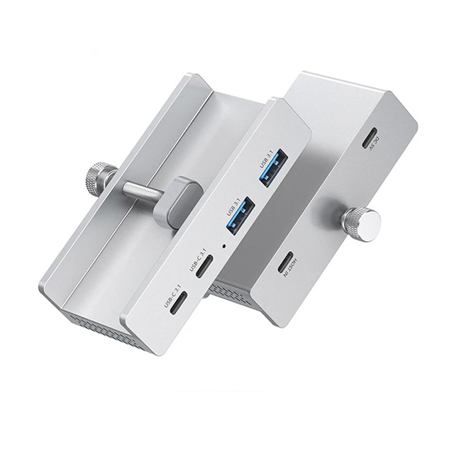 USB3.2 3.0 2.0 Aluminum Clamp Desktop 6-Port USB Hub High-Speed 10Gbps USB Adapter Extension for PC Compatible C Stock Available