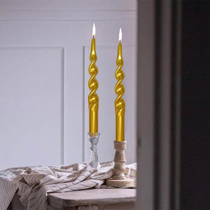2pcs/pack Multicolor Twisted Unscente Drip Less Smokeless <strong>Gold</strong> Spiral Taper <strong>Candles</strong> <strong>Sticks</strong> for Wedding DInner Decoration - Product Image 3