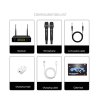 Harga Terjangkau Penerima Logam Dinamis 200-Saluran Echo UHF Mikrofon Nirkabel Lampu LED Jangkauan 40-80m Set Mikrofon Ganda untuk Karaoke