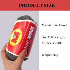 Rouleau <span class=keywords><strong>de</strong></span> <span class=keywords><strong>laine</strong></span> d'acier <span class=keywords><strong>de</strong></span> qualité supérieure 100g, tampon abrasif <span class=keywords><strong>de</strong></span> polissage et <span class=keywords><strong>de</strong></span> nettoyage, dureté moyenne, OEM pour bois, métal, <span class=keywords><strong>verre</strong></span> et surfaces automobiles - Product Image 5