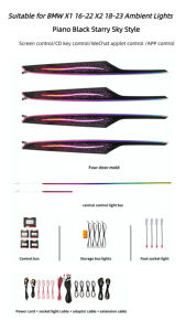 シンフォニーカーアンビエントライトインテリア雰囲気装飾トリムピアノブラックパネルBMW X1 F48 16-22/ X2 F39 18-23に適しています - Product Image 3