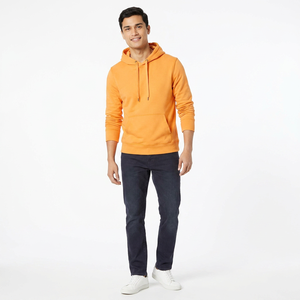 Sweat à capuche personnalisé pour homme, avec logo frontal sur mesure, en polaire unie, coupe classique, impression gonflée pour l'hiver, vente en gros - Product Image 1