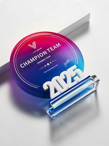 Trophée en cristal personnalisable pour anniversaire 2026, 5e anniversaire, 15e anniversaire, personnel exceptionnel, coopération des concessionnaires - Product Image 2