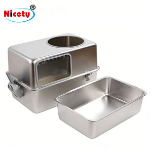 Meilleure litière pour chat en acier inoxydable <span class=keywords><strong>de</strong></span> grande capacité, facile à nettoyer, litière fermée pour chat, accessoire haut <span class=keywords><strong>de</strong></span> gamme pour animaux <span class=keywords><strong>de</strong></span> compagnie - Product Image 1