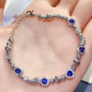 צמיד ספיר פרידוט משובץ בעיצוב חוליות יוניסקס בסגנון מינימליסטי מתנה - Product Image 2