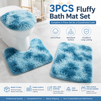 Ensemble de tapis de bain en polyester moelleux de luxe 3 pièces, tapis de salle de bain shaggy, couvre-couvercle de toilette en forme de U, antidérapant, pour usage hôtelier
