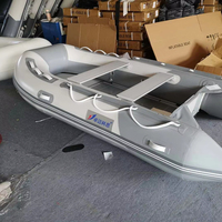 Bateau de pêche gonflable en PVC de 4.3m pour 6 à 8 personnes, kayak à rames léger et stable, canoë, accessoires sans plancher pour le surf