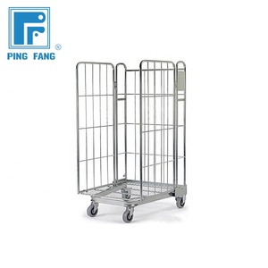 <span class=keywords><strong>Chariot</strong></span> <span class=keywords><strong>de</strong></span> stockage mobile en métal galvanisé pour laverie, cage roulante pliable et empilable en zinc pour entrepôt, <span class=keywords><strong>chariot</strong></span> <span class=keywords><strong>de</strong></span> sécurité à roulettes - Product Image 1