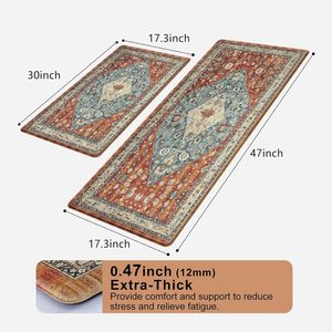 Nouvel Arrivage Collive – Ensemble de 2 Tapis de Cuisine Anti-Fatigue Style Bohème, Imperméables, Épaisseur 1,2 cm, 43x76 cm et 43x120 cm, Tapis Confort Antidérapant - Product Image 3
