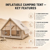 Carpa Inflable Ligera de Lona Oxford 300D Impermeable con PVC para Exteriores, Diseño de 6.3 Metros Cuadrados para Acampar y Pescar