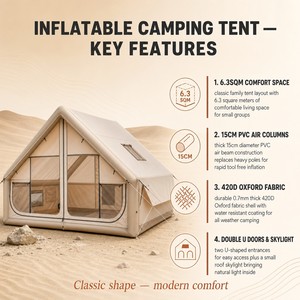 Tentes gonflables légères en <span class=keywords><strong>toile</strong></span> Oxford PVC 300D imperméable pour l'extérieur, design 6,3 m² pour le camping et la pêche - Product Image 3
