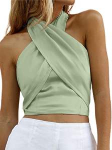 Top de Mujer Tops Sexy CrissCross Halter sin mangas Wrap Front Backless Cami Crop Top Clubbing - Product Image 4