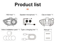 Casque sans fil pour moto Y80, casque Bluetooth 5.3, appels mains libres, écoute de musique