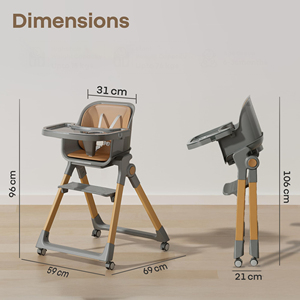 Silla Alta para Bebé de Madera Maciza Moderna y Elegante con Diseño Plegable para Uso en el Hogar, Sala de Estar y Cocina, de 6 Meses a 300 Libras - Product Image 4