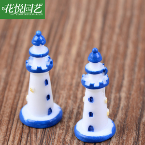 Micro-<span class=keywords><strong>paysage</strong></span> de style méditerranéen, phare blanc et bleu, plage, aquarium, bassin à poissons, aménagement paysager, décoratif - Product Image 2