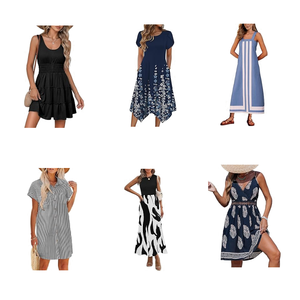 Basic Women Dresses Diverse Patterns Random Mix Round Neck Sleeveless Solid Premium Cotton Blend Wholesale Factory Price - Product Image 4