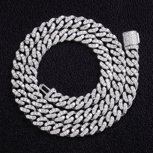 Nuevo Diseño, Cadena Cubana de Oro Blanco de 10k con Diamantes Cultivados en Laboratorio DEF de 8mm, Collar Hiphop para Mujeres y Hombres 	 Pulsera de Joyería de 7-24 Pulgadas - Product Image 2