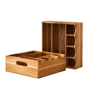 Boîte de rangement en bois pour couverts, organisateur de comptoir de cuisine avec compartiments pour ustensiles, assiettes et tasses - Product Image 5