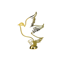 Prix commémoratif des Ailes de la paix Sculpture de colombe étalée aux tons d'or Calligraphie arabe Gravure Trophées pour les champions académiques