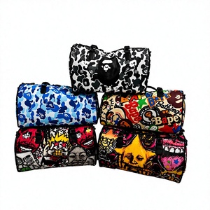 Sac de voyage de luxe personnalisé en cuir avec yeux de dessin animé et motif textuel, fermeture éclair, sac de week-end, doublure en polyester - Product Image 6