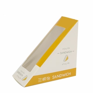 Commercio all'ingrosso Custom Food Grade Sandwich scatola di imballaggio da asporto triangolo scatole di carta con finestra per panetteria <span class=keywords><strong>panini</strong></span> produrre - Product Image 5