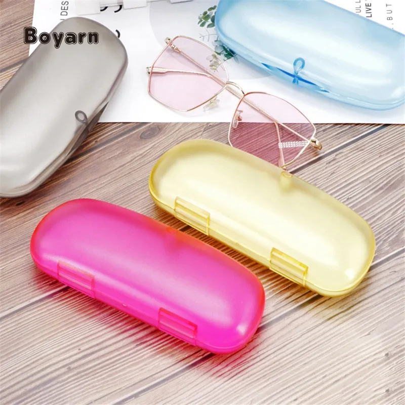 Boyarn ผลิตโดยตรงระดับไฮเอนด์โปร่งใสที่มีสีสันพลาสติกแสง/กล่องแว่นตาขายส่ง