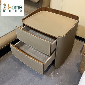 Table de chevet minimaliste en bois massif par Modern Simple Bedroom Furniture, armoire de rangement créative à 2 tiroirs pour usage domestique - Product Image 2