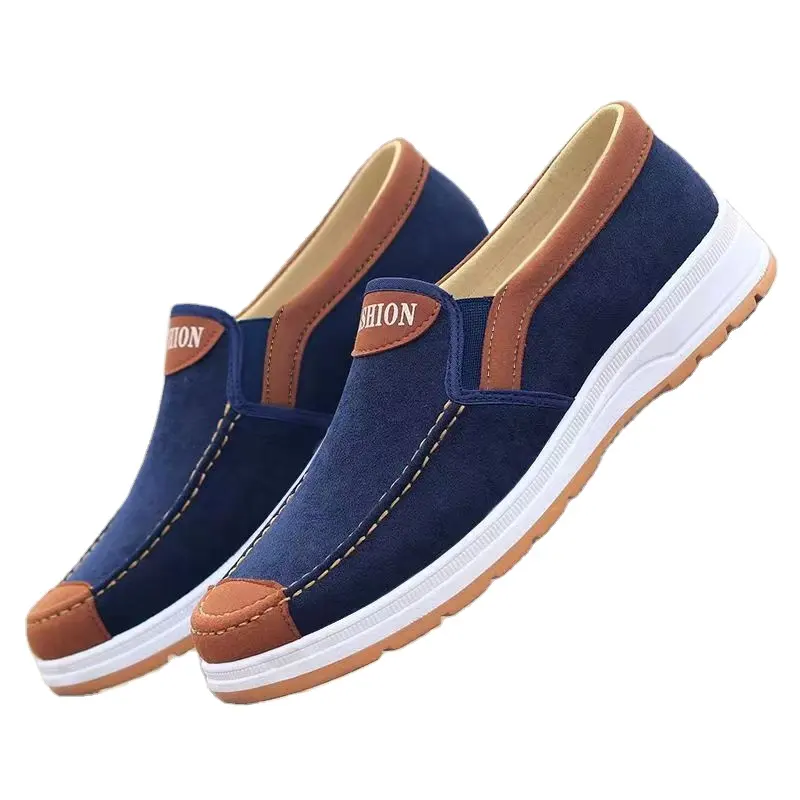 WY sepatu kanvas pria, slip on sol tendon sapi anti slip kasual tahan aus