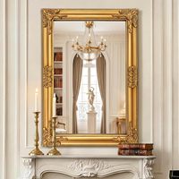 Miroir mural baroque doré orné, miroir décoratif encadré sculpté vintage pour salon, chambre à coucher, décoration intérieure