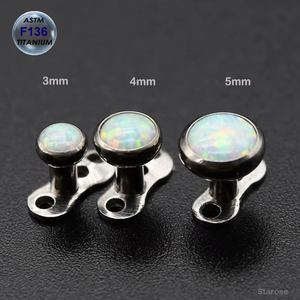 Lotus Wholesale Implant ASTM F136 G23 Titanium Press Fit Opal Internal Threaded Top Dermal Anchor Piercing - Product Image 4
