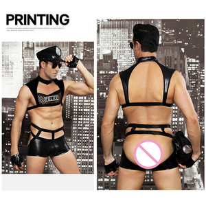 Caliente Sexy erótico PU cuero policía juego de rol disfraces policía ropa interior trajes policía oficial Cosplay disfraces - Product Image 6