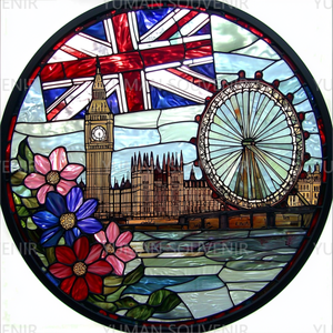 Customizable England London Themed Stained Glass Craft Hanging Tower Bridge Cityscape Home Decor