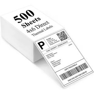 Top rivestito 4 "x 4" etichetta di spedizione termica diretta per stampante termica 500 etichette per rotolo adesivo per etichetta termica