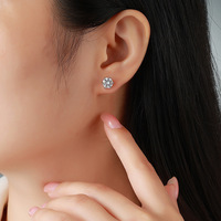 Boucles d'oreilles clous en moissanite 6A+ VVS1 couleur D, argent sterling 925, 6 griffes, 4/5/5,5/6/6,5/7,5 mm pour femme