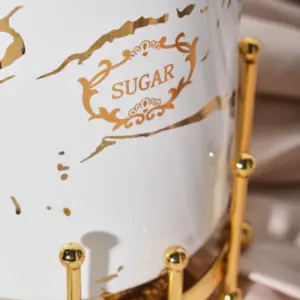 Marble Decal Kitchen Counter Coffee Sugar Tea Storage Sealed Jar Luxury Kitchen Canister