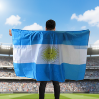 Cape de drapeau national argentin en polyester 90x150cm (3x5 pieds) personnalisée pour festivals, événements, défilés et sports