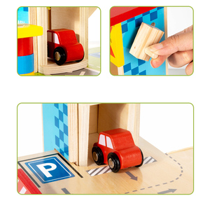 Montessori Small-Sized Kids' Pretend Play Parking Garage - Toddler Role-Play Car Parking Center Wooden Toy for Kids Boys Girls - Product Image 5