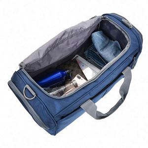 Muestra gratuita de bolsa de lona de viaje azul elegante para mujer, deportiva, de gimnasio, con estampado hecho a mano de alta calidad - Product Image 6