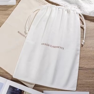 Pochette de luxe personnalisée avec logo, en coton blanc, avec cordon de serrage, recyclable, anti-poussière, pour chaussures et vêtements - Product Image 4