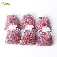 Confettis de mariage 2024 en promotion : Confettis de fleurs séchées naturelles biodégradables, pétales de rose avec sac en organza