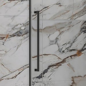 Puerta de Ducha Moderna sin Marco Kamalu KT4000N de 80 cm, Negra, con Panel Fijo y Puerta Corredera Pivotante de Acero Inoxidable de 10 mm para Baño, Hotel/Villa - Product Image 6