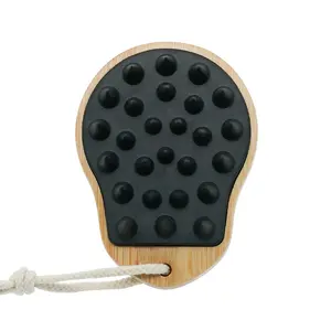 Customizable Wooden Hair Brush With Nylon Soft Silicone Paddle Scalp Massager And Shampoo Scrubber Welcome OPP Bag Packaging